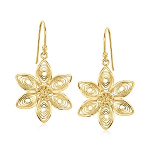 Ross-Simons 18kt Gold Over Sterling Floral Filigree Drop Earrings - 1 of 3