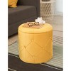 Fabulaxe Round Wooden Velvet Ottoman Stool with Lid - image 2 of 4