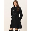 Allegra K Women's Winter Double Breasted Vintage Velvet Contrast Collar Overcoat - 2 of 4