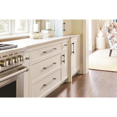 Modern Polished Nickel and Black Bronze Cabinet Bar Pull