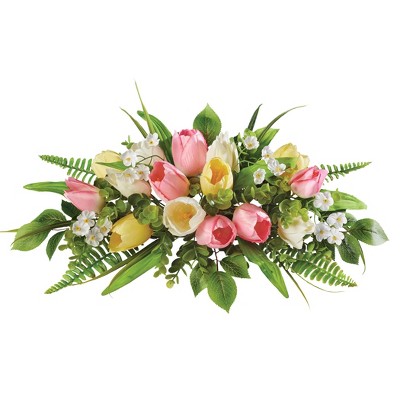 Springtime Pink, Yellow, and White Tulip Memorial Arrangement Stake
