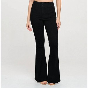 Women's Wo's High Waist Two Buttons Flare Jeans - sneak peek - 1 of 3