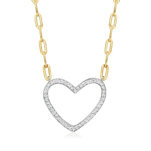 Ross-Simons 0.30 ct. t.w. Diamond Heart Paper Clip Link Necklace in 2-Tone Sterling Silver Size 16 - 1 of 3