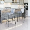Barstool 39" H – Faux Leather With Gray Finish – Modern Stackable (Set of 2) By Zuo Modern - 2 of 4