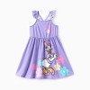 Disney Princess Rapunzel Ariel Moana Belle Toddler Girl Dress Ruffle Sleeve Crossback Strap Birthday Summer Sundress 2-6 Y - 2 of 4