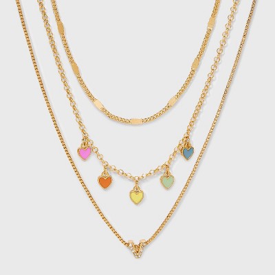 Girls' Multi Hearts Initial Necklace Set - art class™