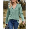 Women Casual Hoodie Long Sleeves Fashion Pullover Shirt Loose Fit V Neck Drawstring Tunic Winter Tops Comfy Shirts - 2 of 4