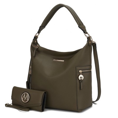 MKF Collection Ophelia Vegan Leather Women’s Hobo Bag with Wallet by Mia K  - Olive