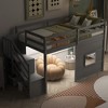 Sapphtopaz Twin Size Wood Loft Bed with Storage Staircase & Window,Bed Frame with Guardrail,Space-Saving Loft Bed with LED for Teens&Adult - 4 of 4