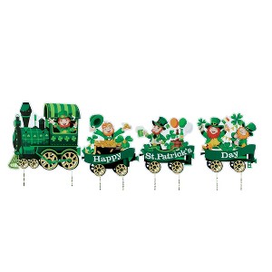 Collections Etc St. Patrick's Day Train Outdoor Garden Stake Decoration - Set of 4 - 1 of 2