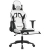 vidaXL Massage Gaming Chair with Footrest, White&Black, Faux Leather - 3 of 4