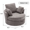 TiramisuBest Oversize Round Swivel Chair Cozy Club 360 degrees Swivel Sofa with 3 Pillows Chenille Fabric with Gray for sofa - 4 of 4