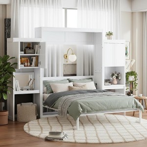 Polibi Queen Size Murphy Bed with Desk, Vanity, and Cabinets - 1 of 4