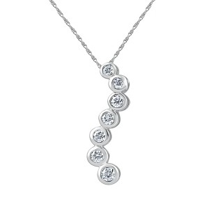 Pompeii3 1 1/2 cttw Diamond Bezel Journey Pendant Necklace 18" Chain White Gold Lab Created - 1 of 2
