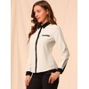 INSPIRE CHIC Women's Contrast Collar Chiffon Long Sleeve Work Office Blouse - 4 of 4