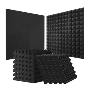 VEVOR Acoustic Foam Panels,36 Pack 12x12x2inches,Pyramid Soundproof Wall Panels,Fire-Resistant Acoustic Panels,Sound Dampening Absorbing Panels,Black - 1 of 4