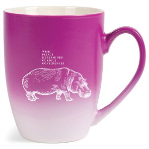 Elanze Designs 12 Ounce Ceramic Decorative Laser Engraved Giftable Novelty Tea Coffee Cup Mug Pink and White Hippo Wise Fierce Determined Curious - 1 of 4
