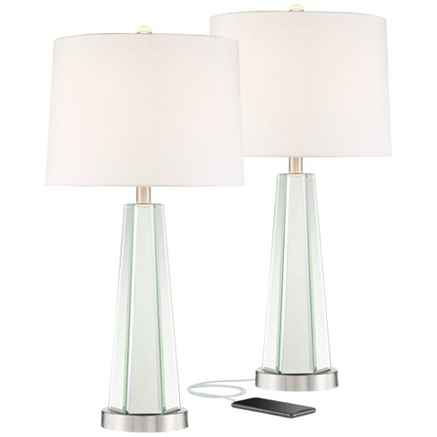 Regency Hill Braydon Mirrored Column Usb Table Lamps Set Of 2, Mirrored Table Lamp