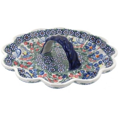 Blue Rose Polish Pottery Garden Butterfly Egg Plate