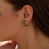 Green Crystal Huggie Gold Hoop Earrings for Women Girls,14K Gold Plated Silver Post Color Cubic Zirconia Dainty Cute Earrings| CZ Stud Earring - 4 of 4