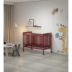 3-In-1 Convertible Crib, Made Of Sustainable Pinewood, Non-Toxic Finish, Comes With Locking Wheels, Wooden Nursery Furniture - 1 of 4