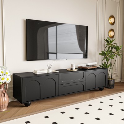 Whisen Cream Style Media Console TV Stand for TVs up to 75" with Arched Doors and 2 Drawers
