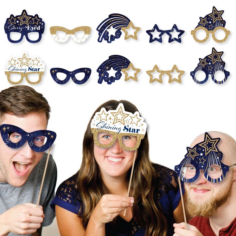 Big Dot of Happiness Starry Skies Glasses - Paper Card Stock Gold Celestial Party Photo Booth Props Kit - 10 Count, 2 of 6