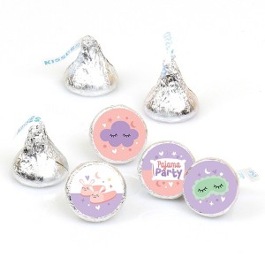 Big Dot of Happiness Pajama Slumber Party - Girls Sleepover Birthday Party Round Candy Sticker Favors - Labels Fits Chocolate Candy (1 sheet of 108) - 1 of 4