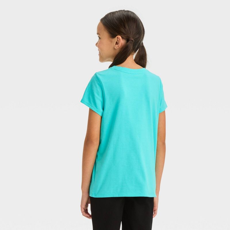 Girls' Short Sleeve 'Llama' Graphic T-Shirt - Cat & Jack™ Turquoise Blue, 4 of 5