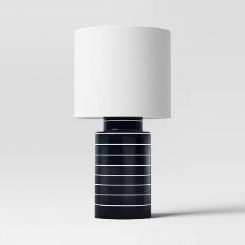 Glossy Table Lamp Navy and White (Includes LED Light Bulb) - Threshold™
