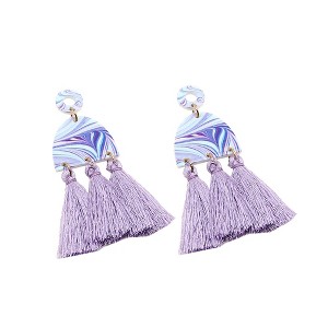 SOHI Women's Purple Tassel Drop Earrings - 1 of 3