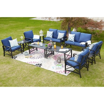 10pc Conversation Patio Set Blue - Patio Festival