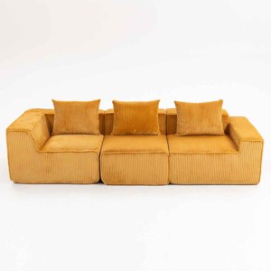 Modular 3-Seater Sofa Couch, Freely Combinable Layout Sofa with Ribbed Texture Design, Corduroy Sofa with Foam-Filled Cushion - Koiai - 1 of 4