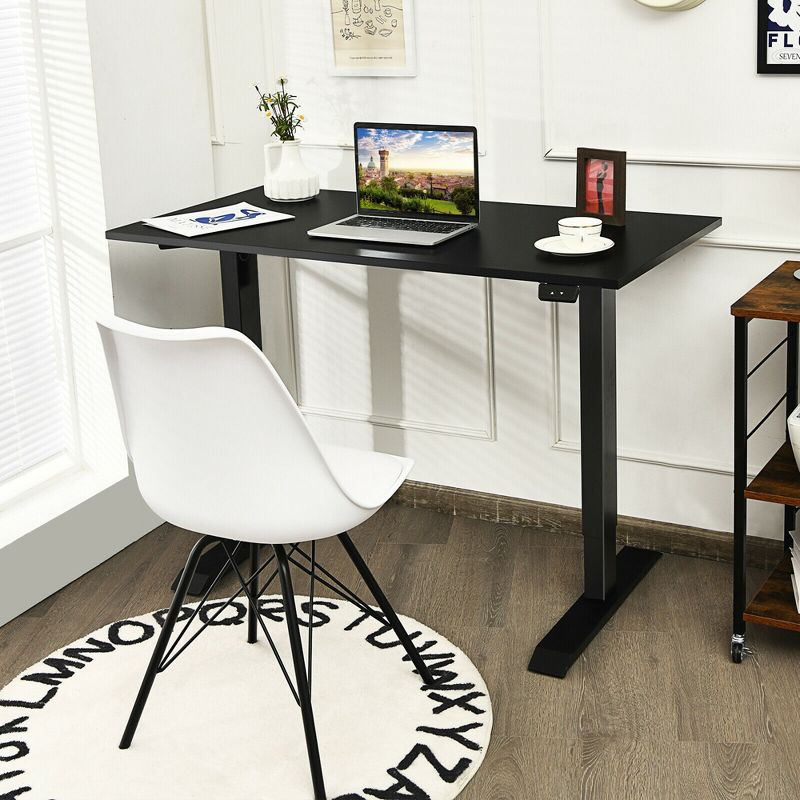 Costway Electric Sit to Stand Adjustable Desk Frame w/ Button Controller Black/White, 3 of 11