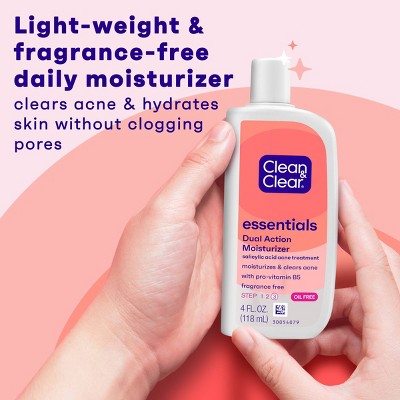 Clean &#38; Clear Essentials Dual Action Facial Moisturizer for Acne-Prone Skin - 4 fl oz