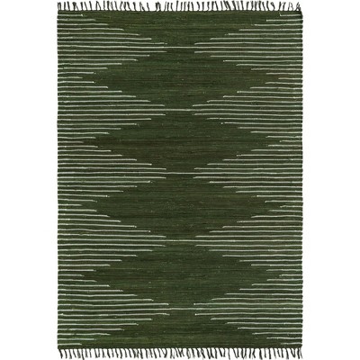 Handwoven Green Geometric Braided 7x10 Indoor Area Rug