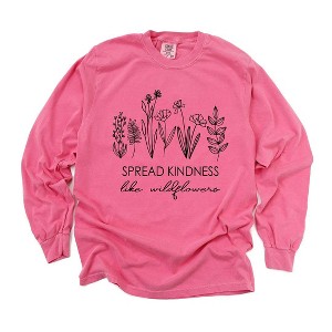 Simply Sage Market Women's Spread Kindness Like Wildflowers Long Sleeve Garment Dyed Tee - 1 of 4