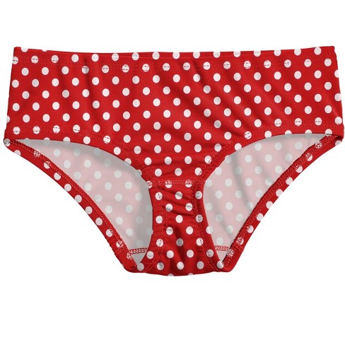 Girls UPF 50+ Printed Swim Briefs  Red w- White Polka Dot - City Threads  USA