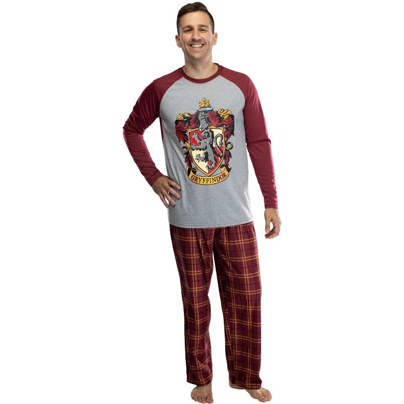 Harry Potter Men's Raglan Shirt And Plaid Pants Pajama Set, 4 of 5