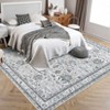 Floral Area Rugs for Living Room, Vintage Low Pile Machine Washable Area Rug, Bedroom Office Dining Room Home Decor - 2 of 4