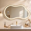 Beautyolove Irregular Asymmetrical Gold Framed LED Light Anti-Fog 3-Colors Dimmable Wall Mirror - 4 of 4