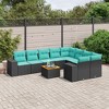 vidaXL 10 Piece Patio Sofa Set with Cushions Black Poly Rattan - 2 of 4
