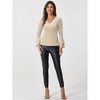 INSPIRE CHIC Women's Regular Fit V Neck Velvet Flare Long Sleeve Peplum Blouse - 2 of 4