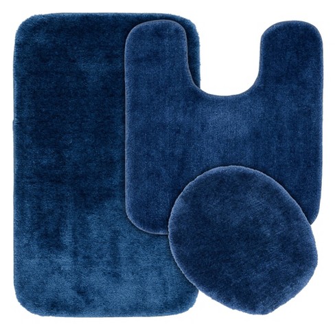 3pc Traditional Washable Nylon Bath Rug Set Navy - Garland : Target