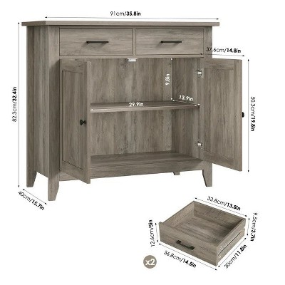LunaLulinlk Storage Cabinet with 2 Drawers and 2 Doors, Wood Accent Cabinet for Living Room,Kitchen