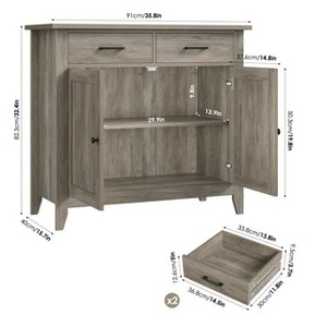 LunaLulinlk Storage Cabinet with 2 Drawers and 2 Doors, Wood Accent Cabinet for Living Room,Kitchen - 1 of 4