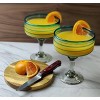 Dos Sueños Mexican Hand Blown Margarita Glasses - Aqua Spiral - 16oz - Set of 2 - 3 of 4