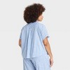 Women's Striped Cotton Blend Short Sleeve Pajama Shirt - Auden™ - 2 of 3