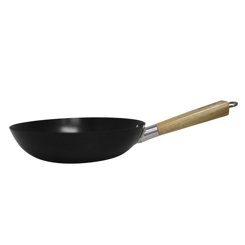 IMUSA 11" Carbon Steel Wok with Wooden Handle Black, 4 of 7