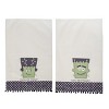 Transpac Fabric Frankenstein Tea Towel Set of 2 Fun Green Halloween Kitchen Textiles Durable Polyester Easy Care Gift - 2 of 2